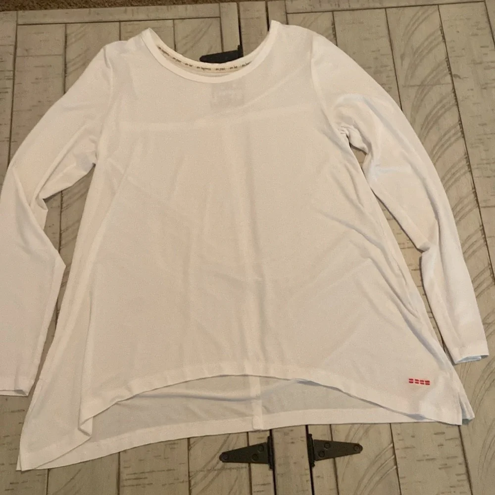 Peace Love World White Modal Spandex Long Sleeve Top Shirt Tee White S New